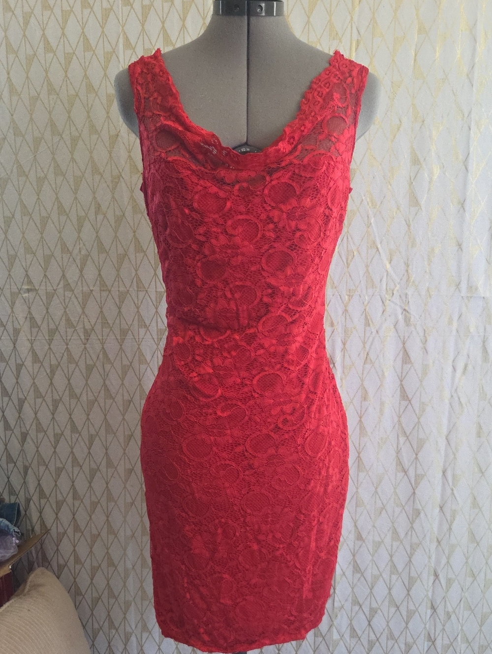 Red Lace Sheath Dress - Brand